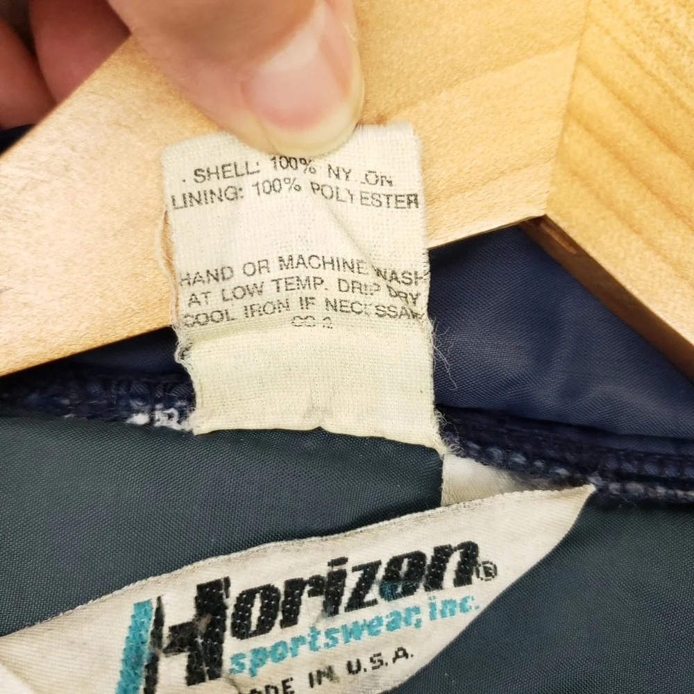 Vintage Horizon Sportswear Navy Puffer Jacket Continuous Rolling Safety 1st L